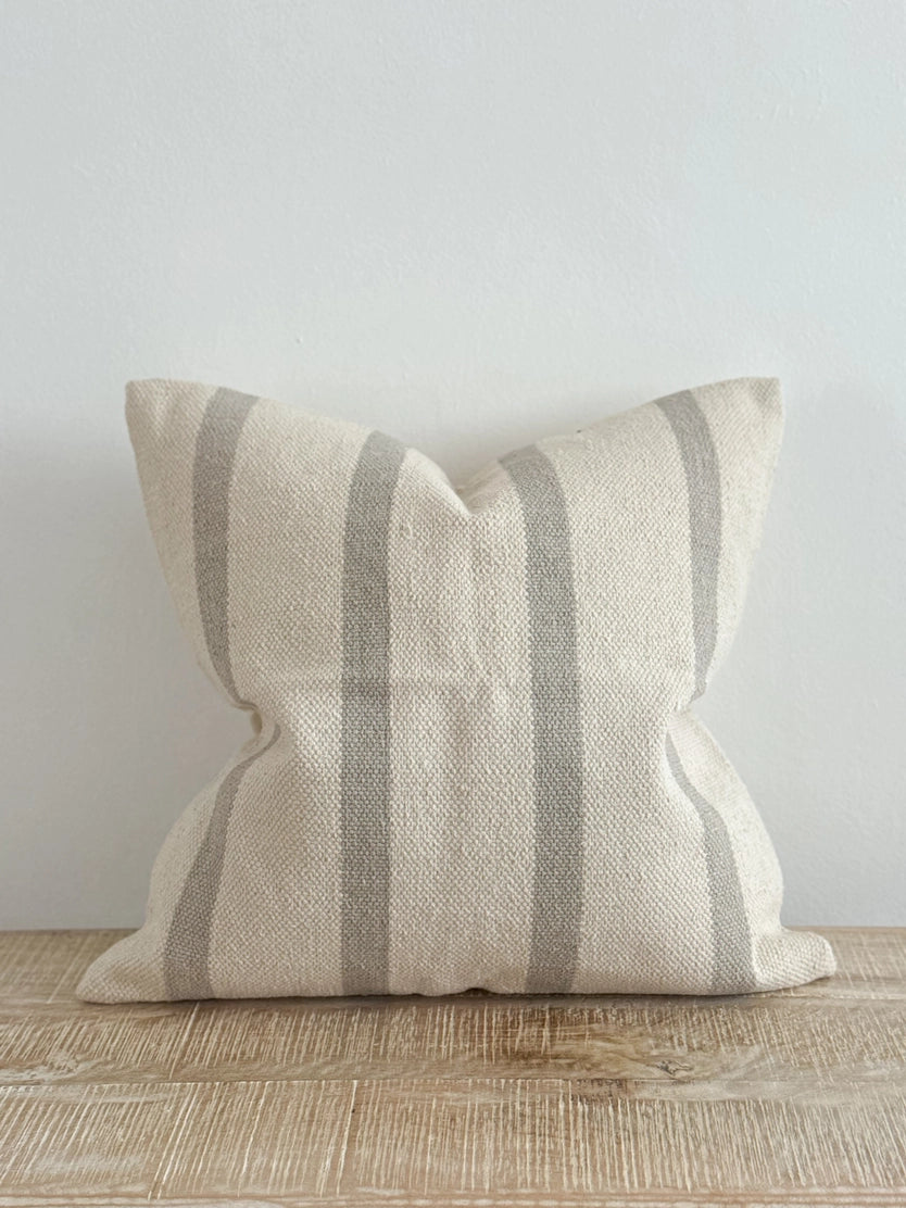 Solane Luxe Cotton Cushion 45cm × 45cm – Grey Stripe