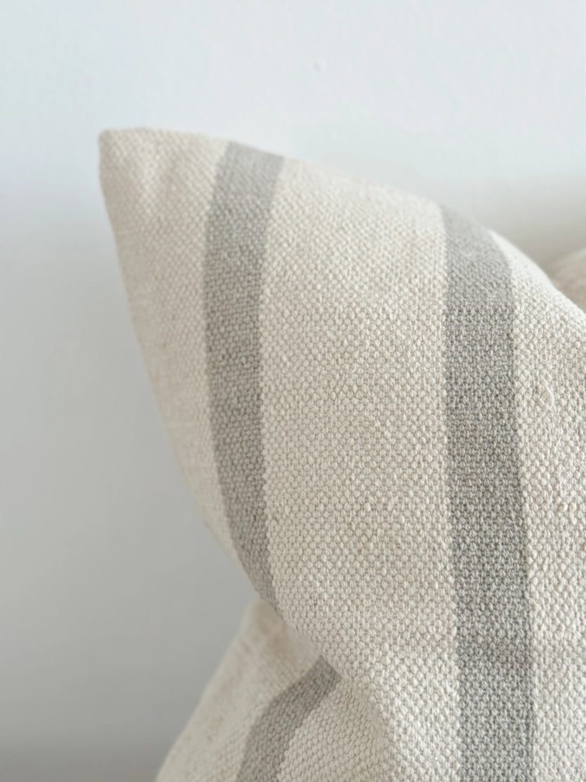 Solane Luxe Cotton Cushion 45cm × 45cm – Grey Stripe