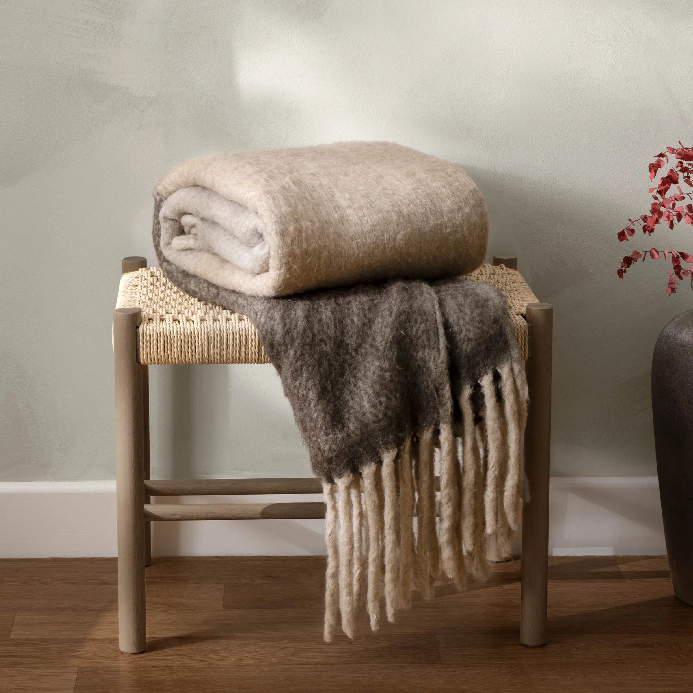Tawny Ombre Wool Blend Throw