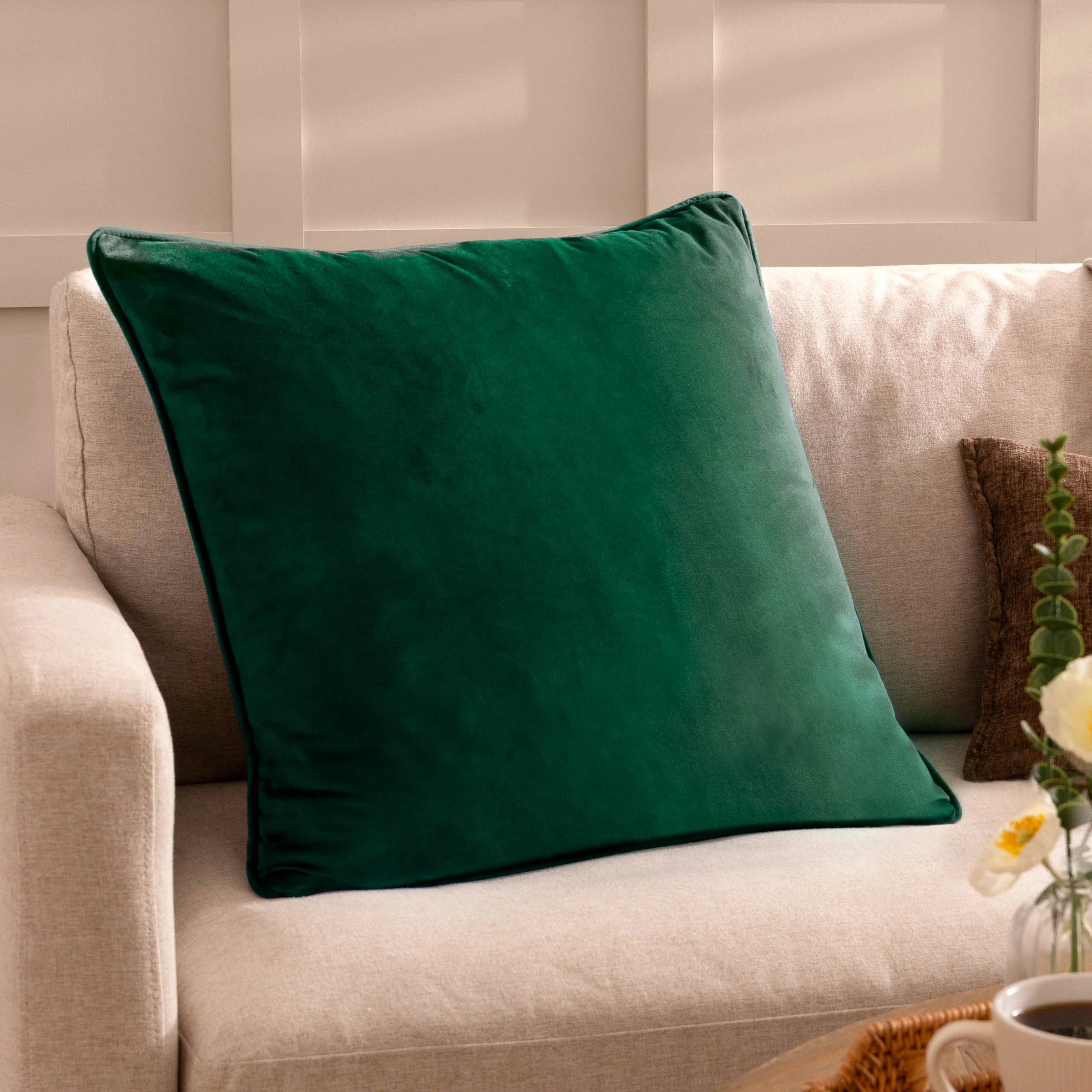 Velour Soft Velvet Cushion - Bottle Green