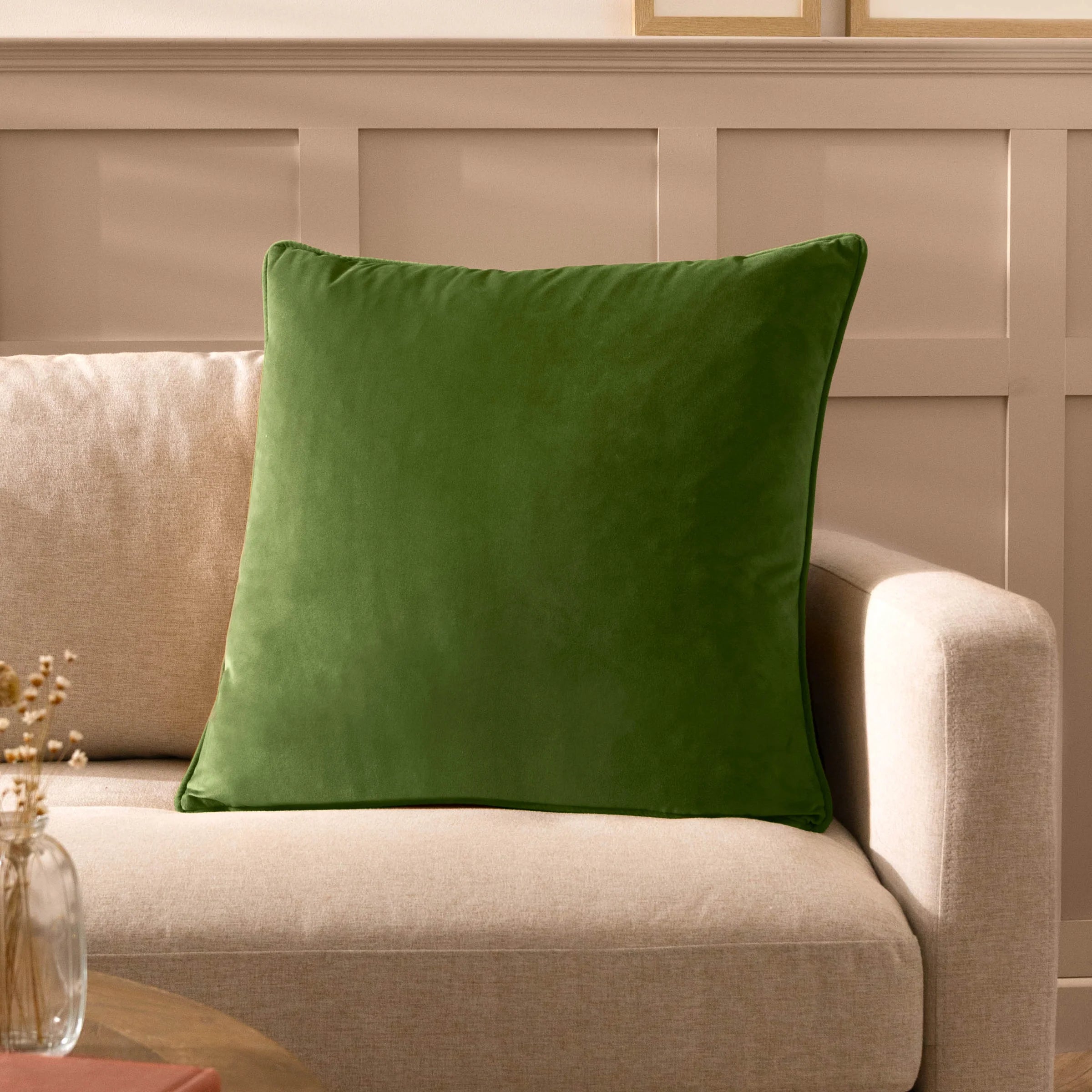 Velour Soft Velvet Cushion - Olive