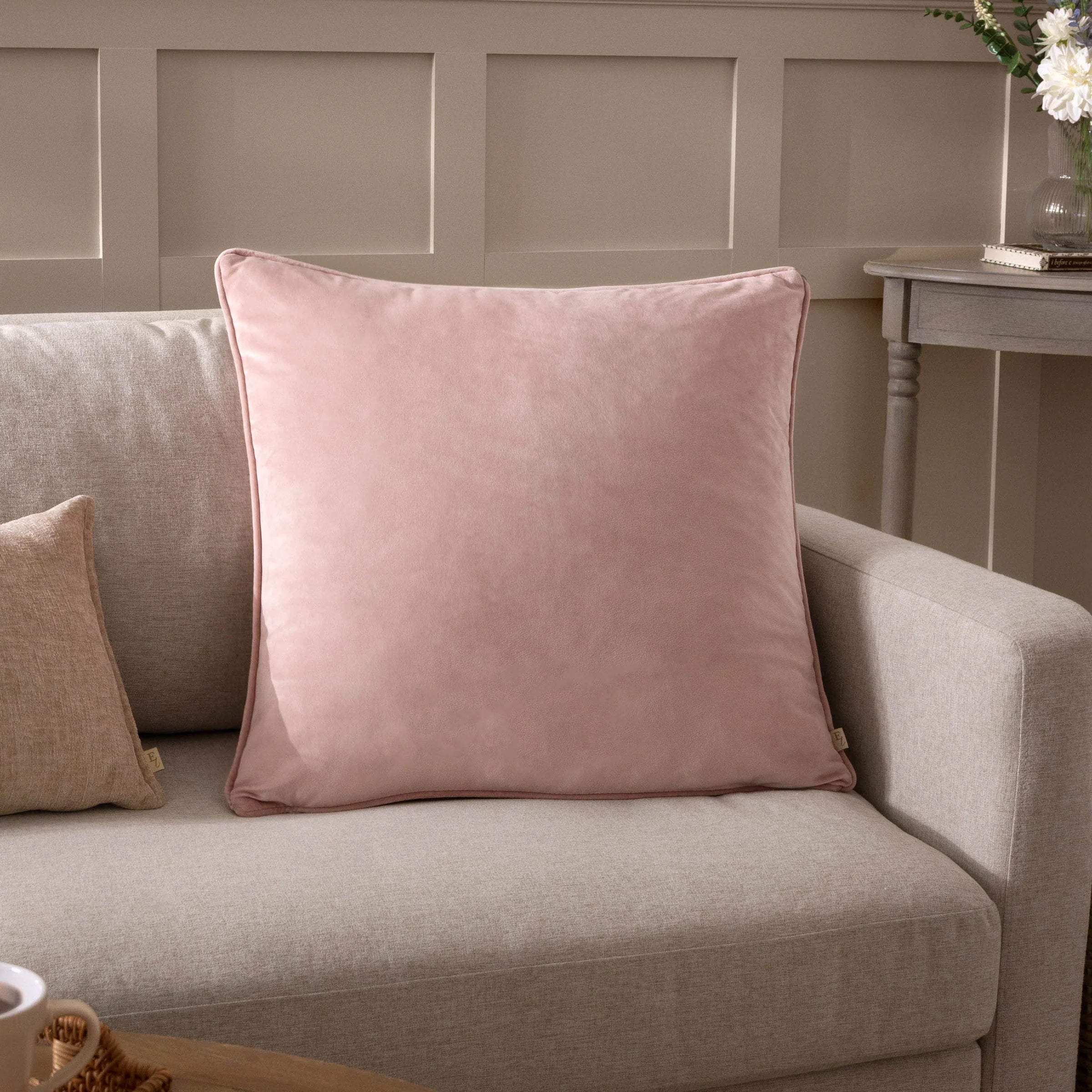 Velour Soft Velvet Cushion - Powder Pink