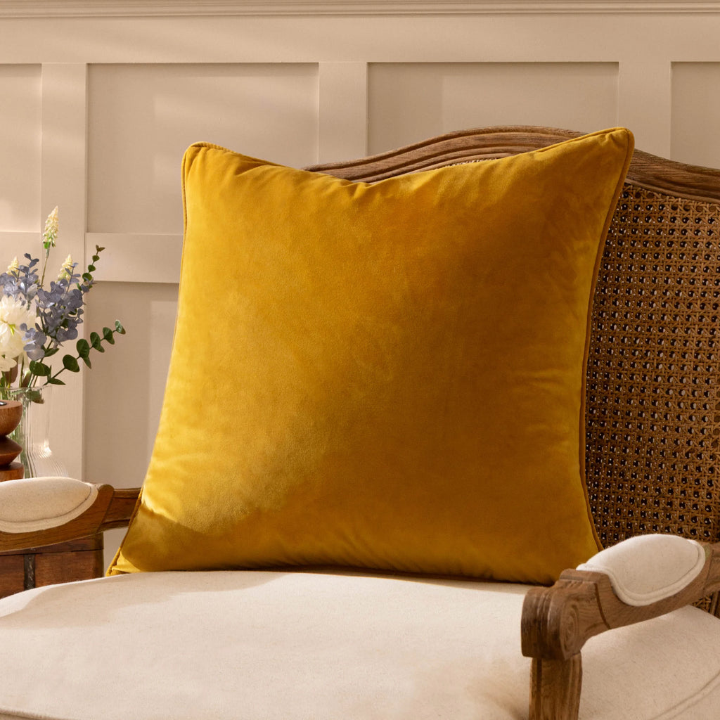 Velour Soft Velvet Cushion - Saffron