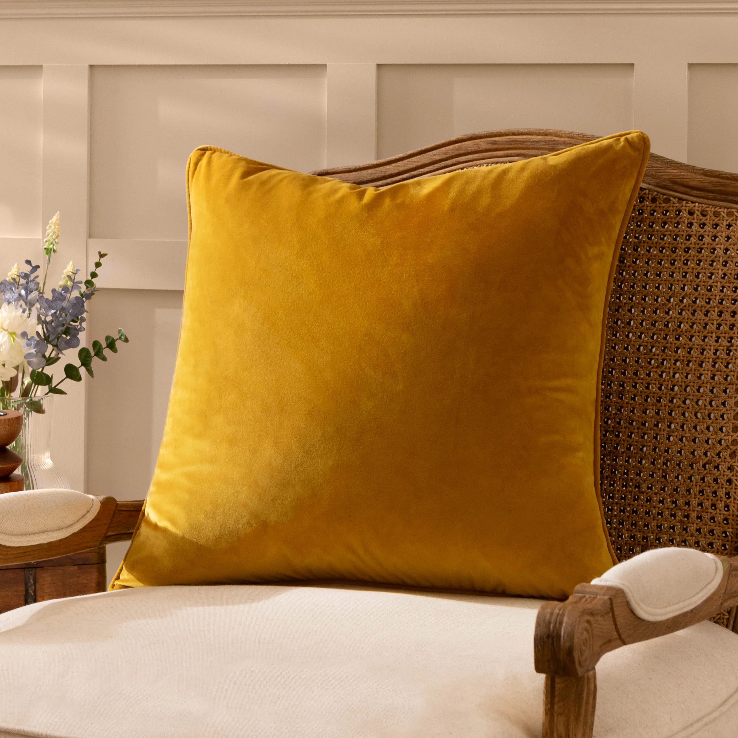 Velour Soft Velvet Cushion - Saffron