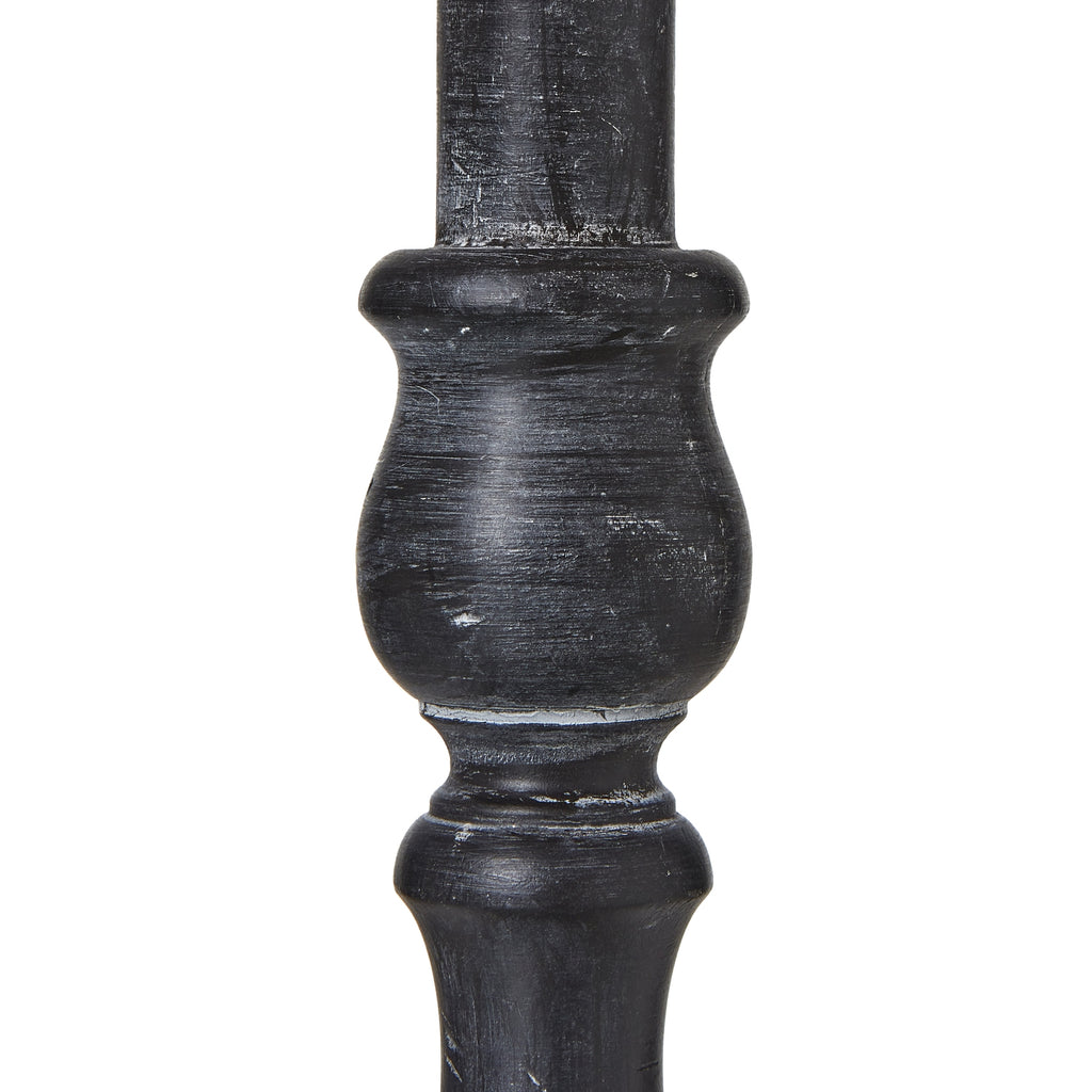 Dark wooden table lamp close up detail on a white background