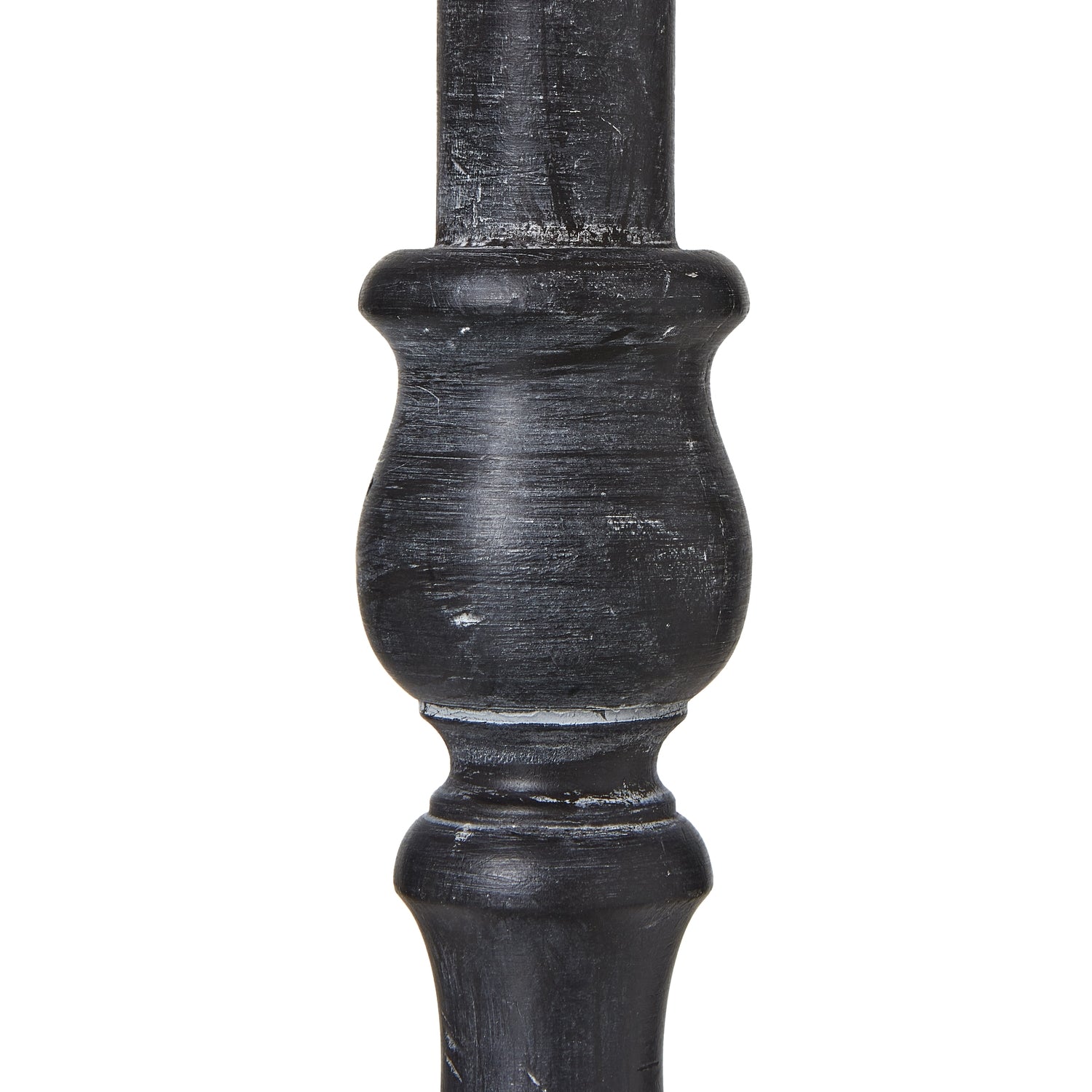 Dark wooden table lamp close up detail on a white background