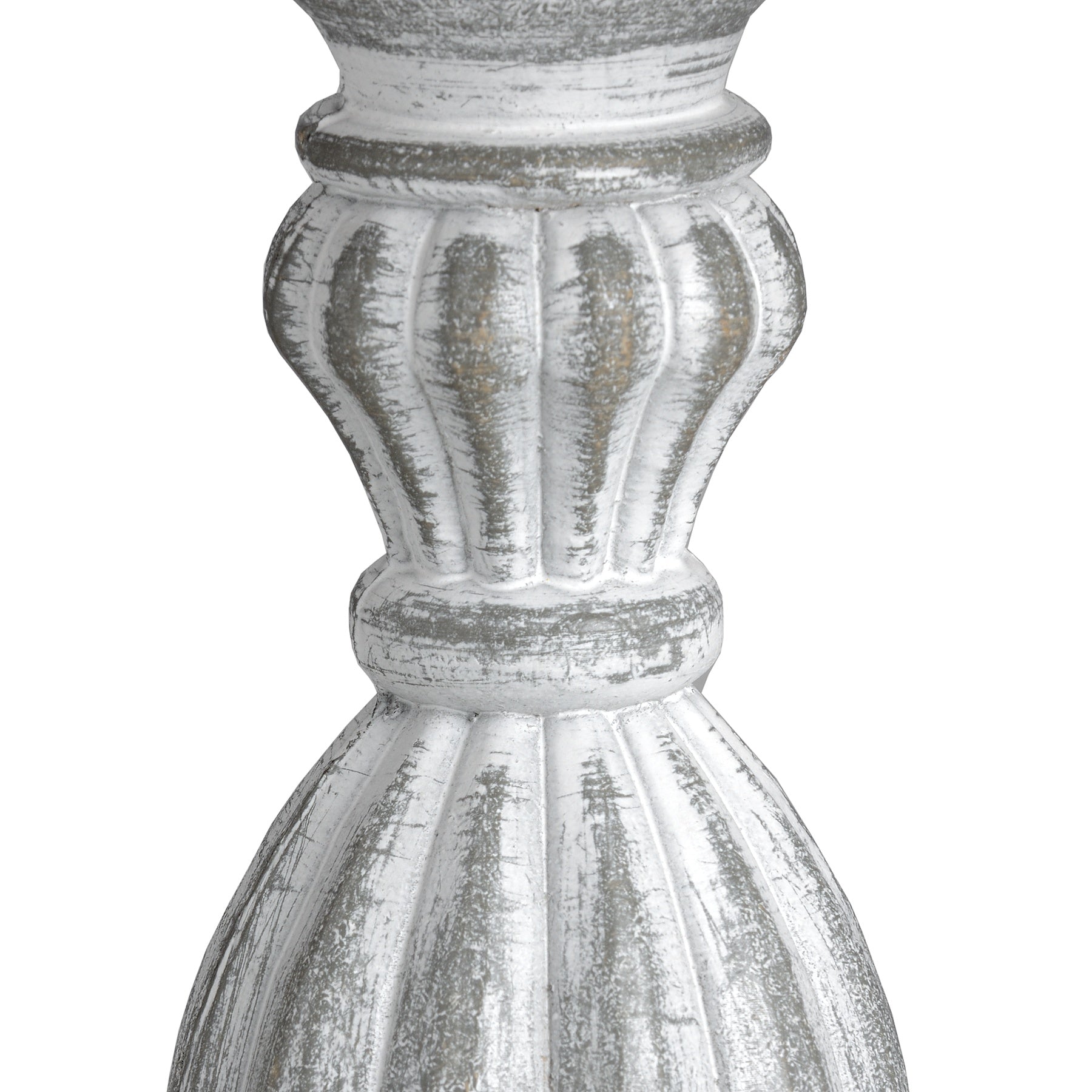 Wooden table lamp with a ribbed design on a white background