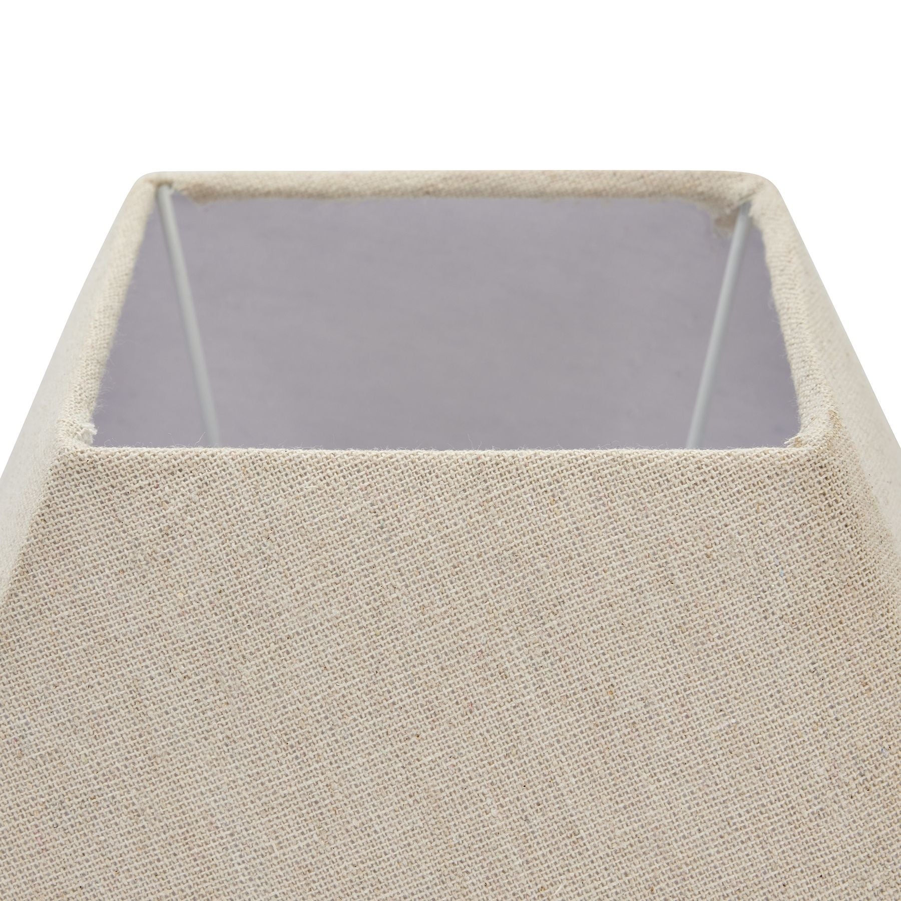 Textured beige lampshade with a gray interior on a white background