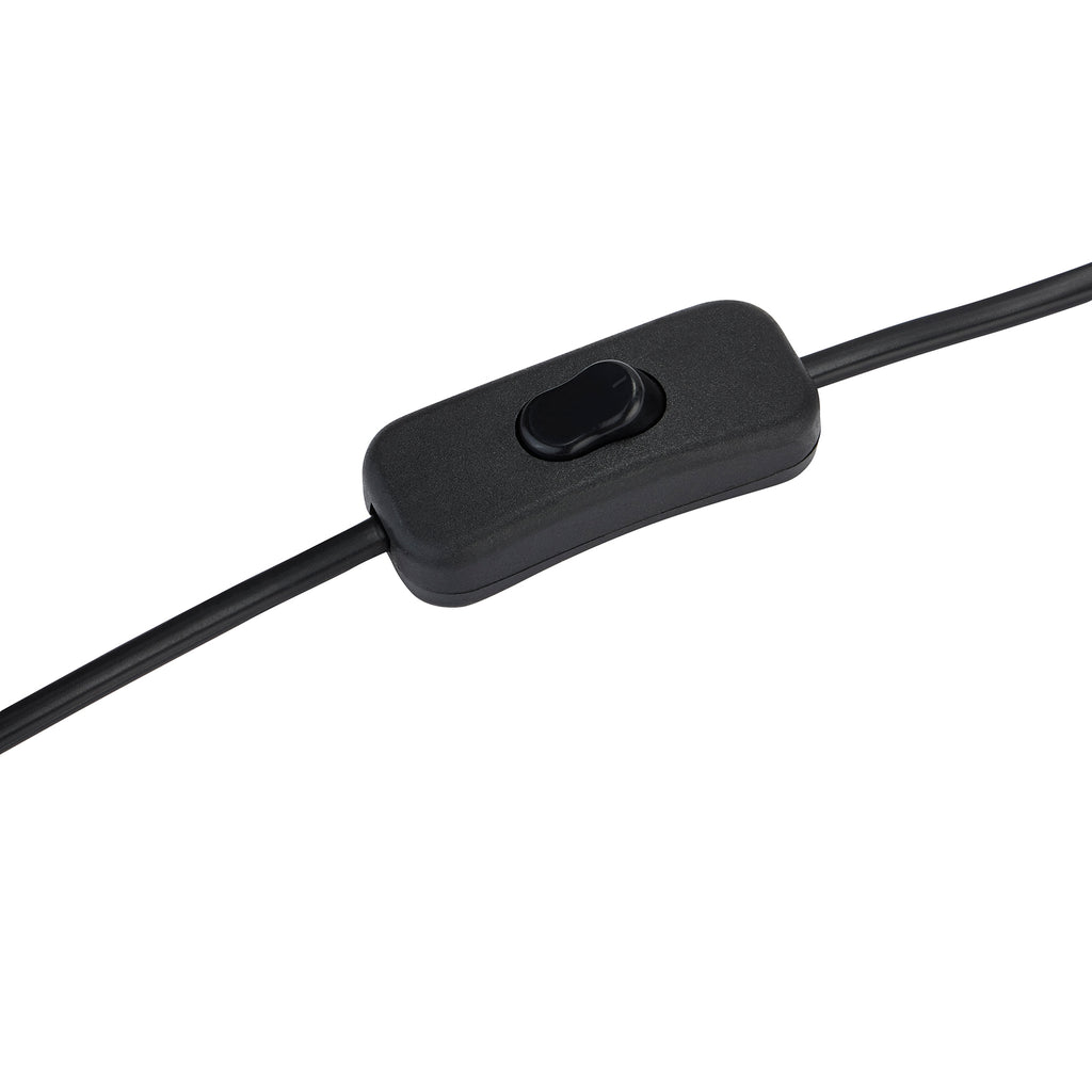 Black cable with a switch on a white background