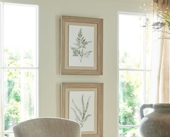 Watercolour Bracken Fern Print in Washed Wood Frame