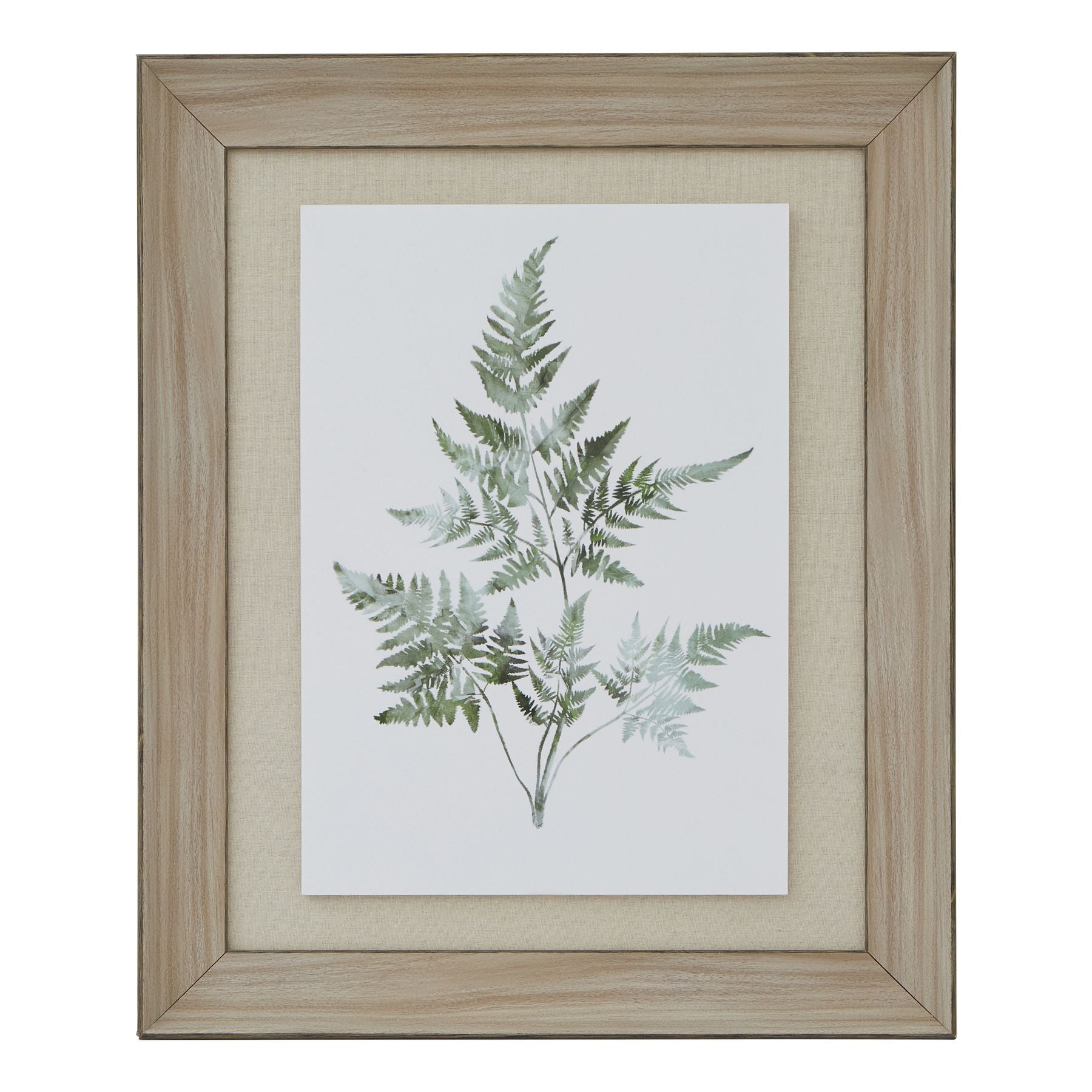 Watercolour Bracken Fern Print in Washed Wood Frame