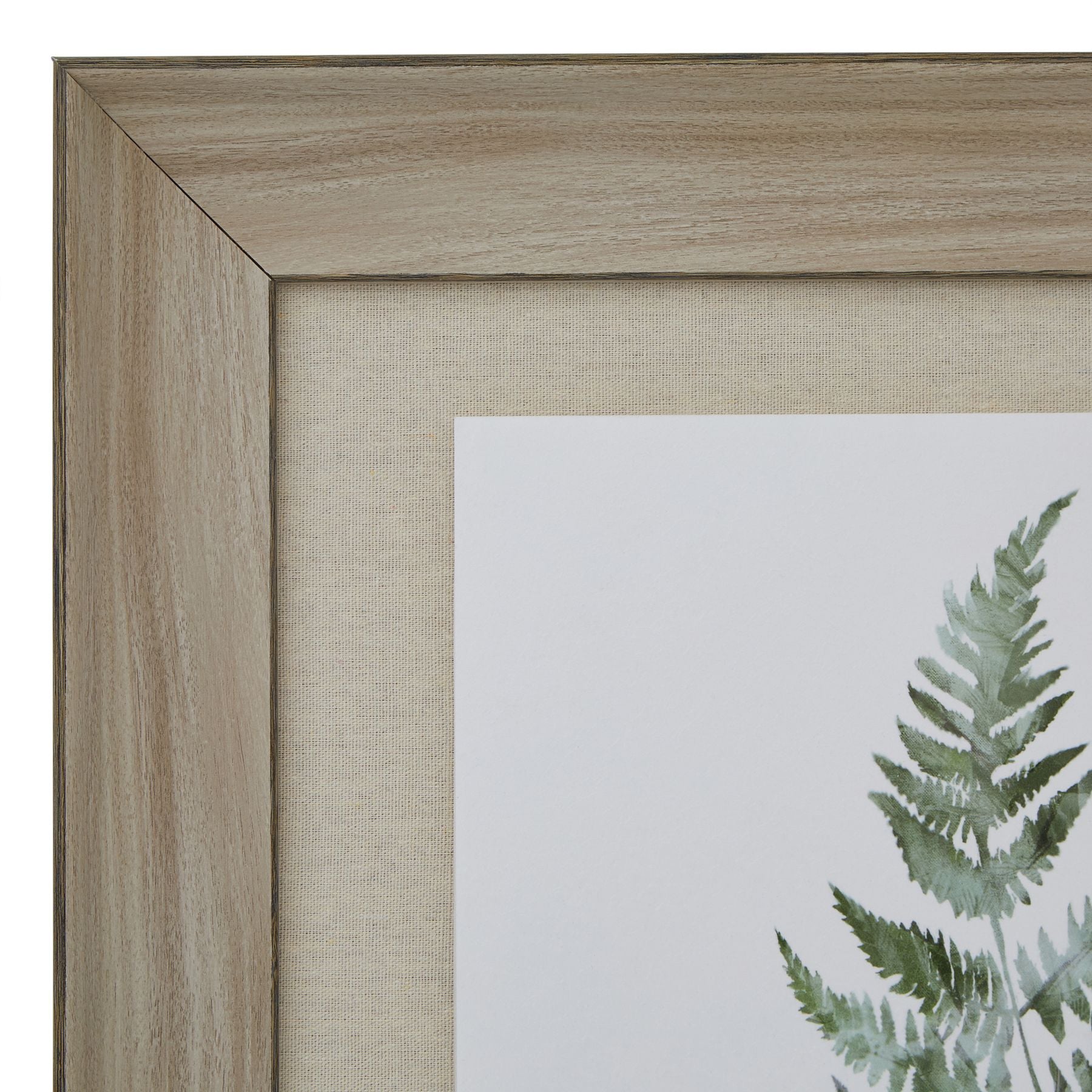 Watercolour Bracken Fern Print in Washed Wood Frame