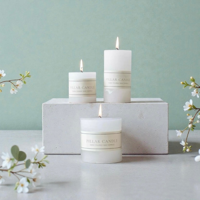 Rustic White Pillar Candles