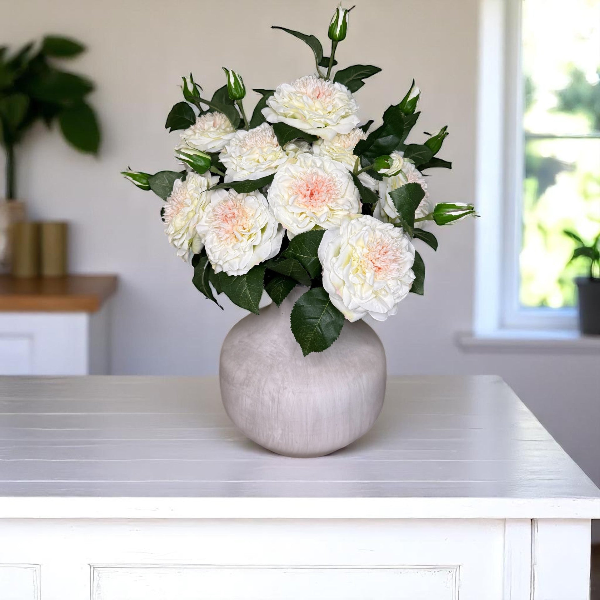 White Garden Rose with Bud