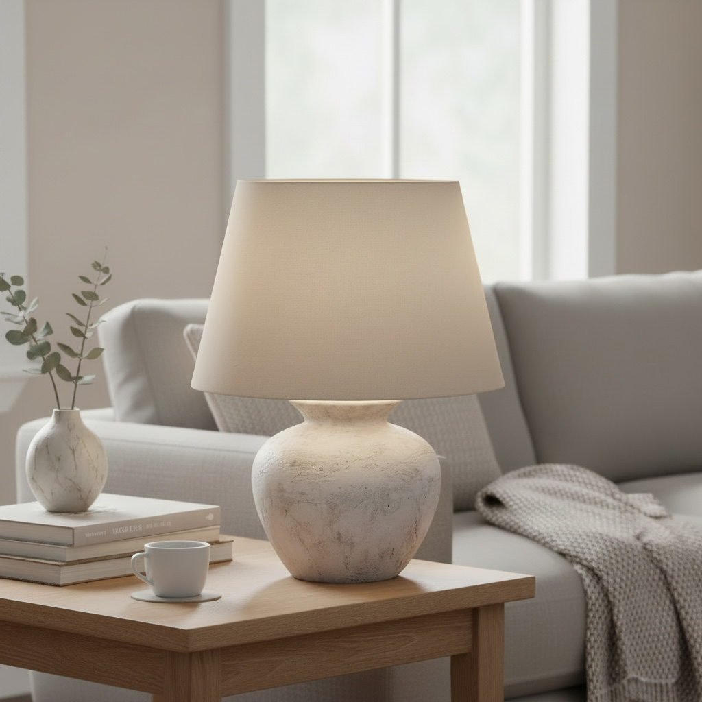 Winslow Antique White Round Table Lamp