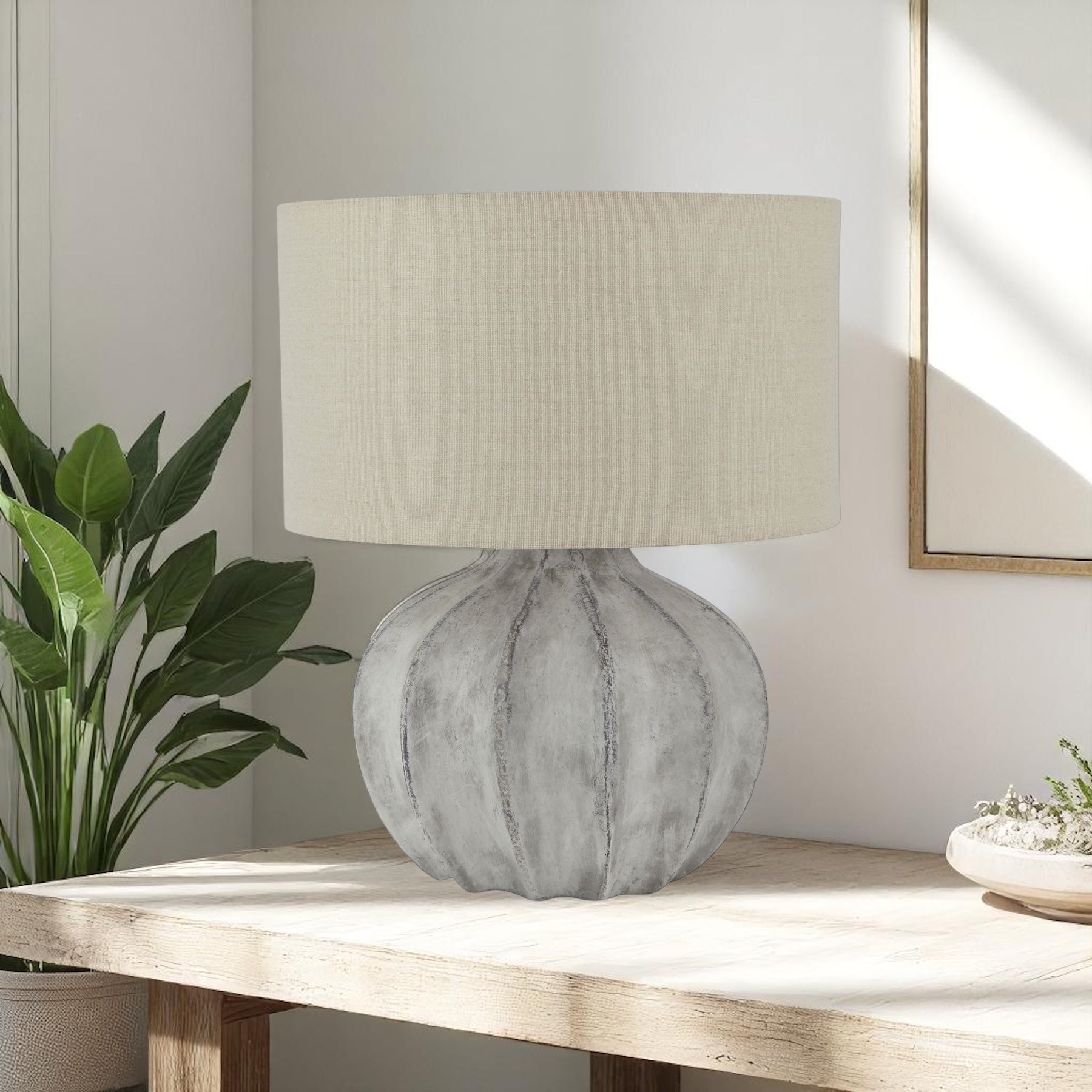 Aurelia Antique White Fluted Table Lamp